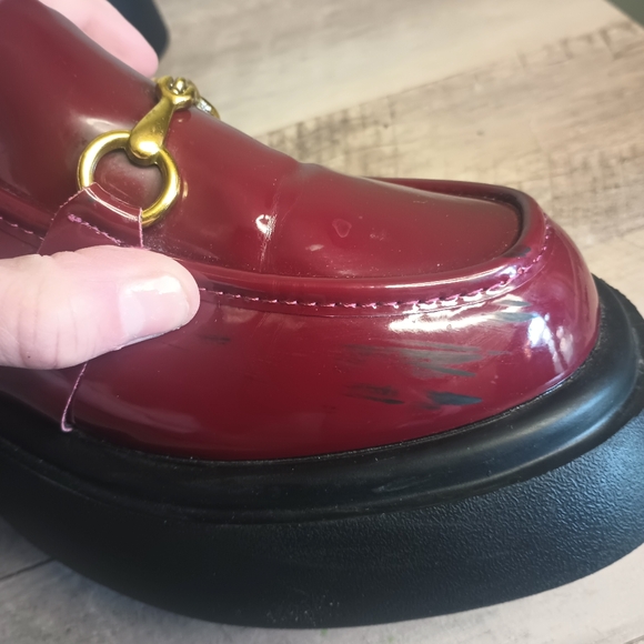 Cider Dark Academia Platform Loafers Clogs 10  Patent Burgundy Punk Cybergoth - Picture 7 of 11